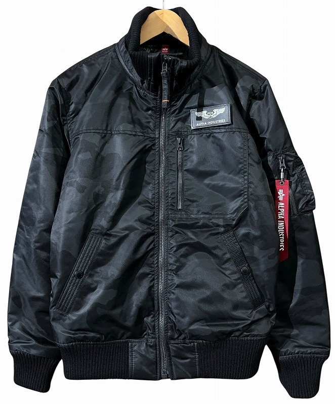 送無 ALPHA アルファ TA1571 中綿 サーモライト 防風 防寒 カモフラ 迷彩 スタンドネック リブ ミリタリー フライト ブルゾン ジャケット M_画像2