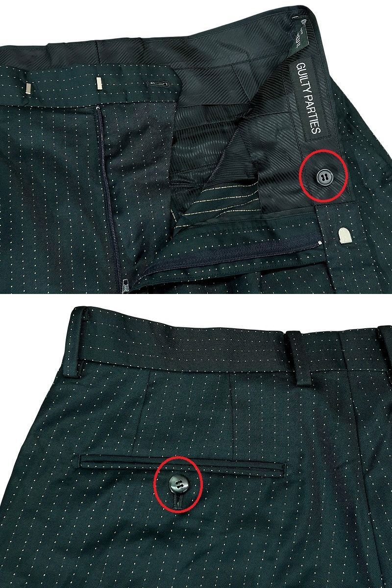 送無 XL 23ss WACKO MARIA ワコマリア DORMEUIL ドーメル社製 GLITTER STRIPED PLEATED TROUSERS ラメ ストライプ スラックス パンツ 緑_画像9