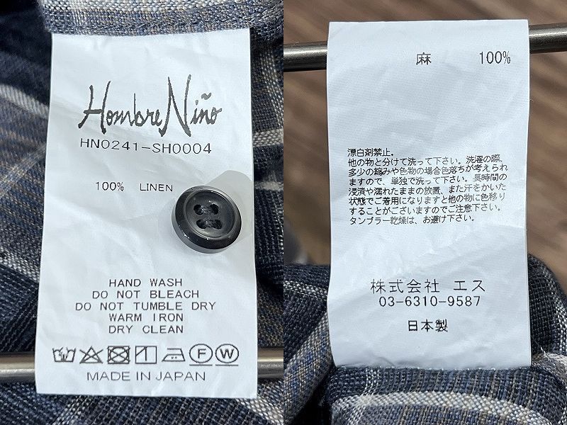 送無 定価28,600 美品 24ss Hombre Nino オンブレニーニョ HN0241-SH0004 PLAID HALF ZIP SHIRT チェック柄 プレイド ハーフ ジップ シャツ_画像7