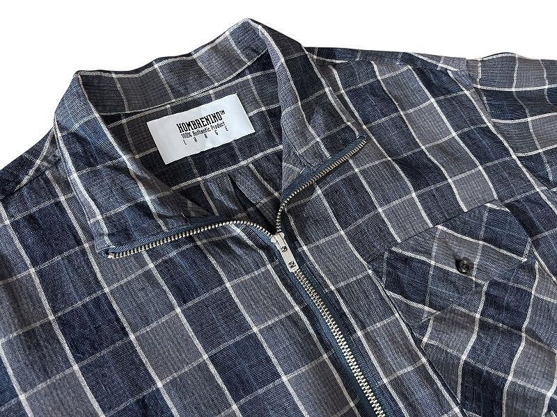 送無 定価28,600 美品 24ss Hombre Nino オンブレニーニョ HN0241-SH0004 PLAID HALF ZIP SHIRT チェック柄 プレイド ハーフ ジップ シャツ_画像4