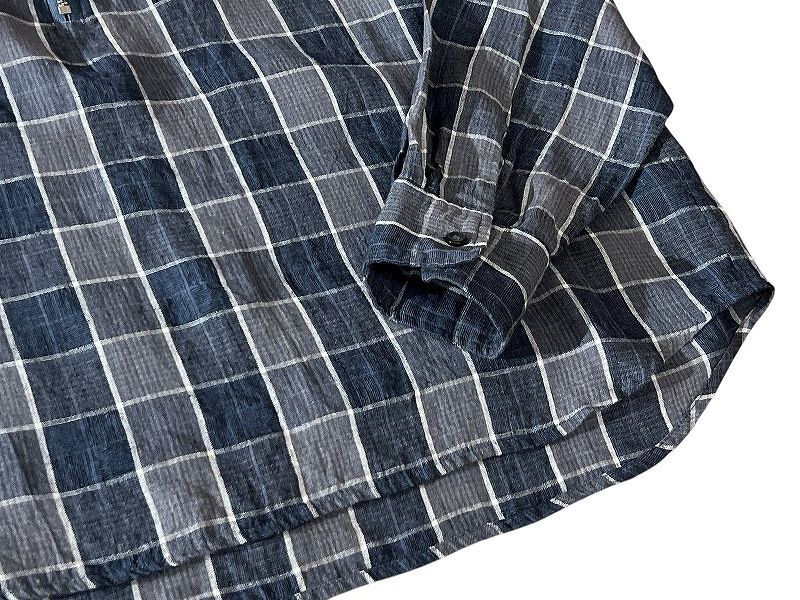 送無 定価28,600 美品 24ss Hombre Nino オンブレニーニョ HN0241-SH0004 PLAID HALF ZIP SHIRT チェック柄 プレイド ハーフ ジップ シャツ_画像5