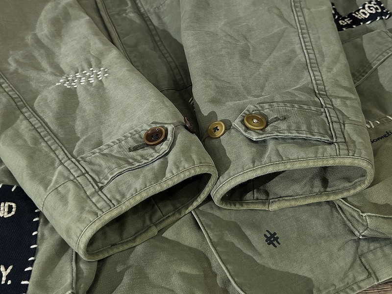 送無 希少 初期 PORTER CLASSIC ポータークラシック HAND WORK MILITARY COAT ライナー エイジング 加工 ハンドワーク ミリタリー コート M_画像7