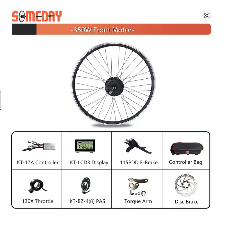 SOMEDAY フロントハブモーター ３５０Ｗ ３６Ｖ ７００ｃ 新品未使用品 電動自転車変換キット　E-bike ConversionKit Front Wheel HubMotor_画像4