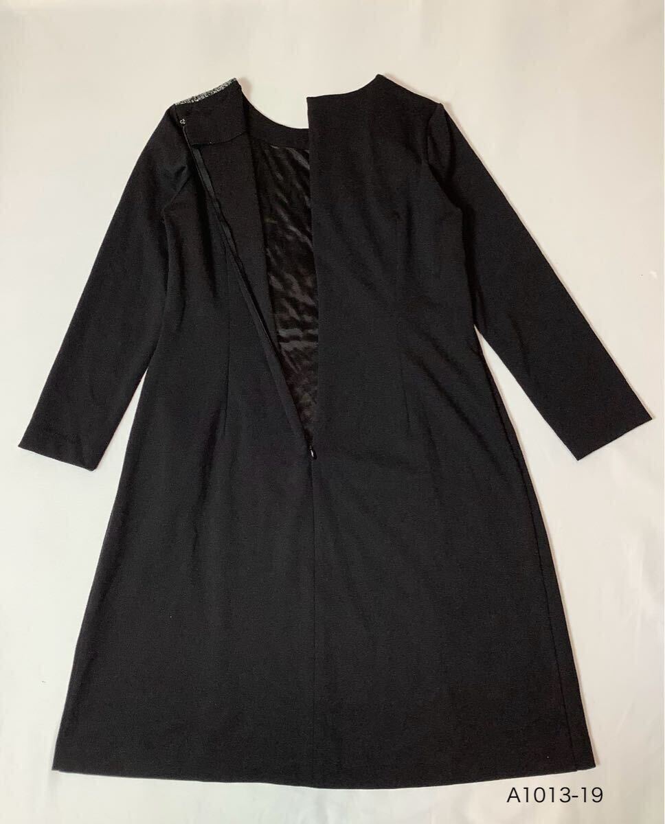 (レディース) NbyA // 長袖 ツイード切替 ジャージー 膝丈 ワンピース・サイズ 11 (L)_画像2