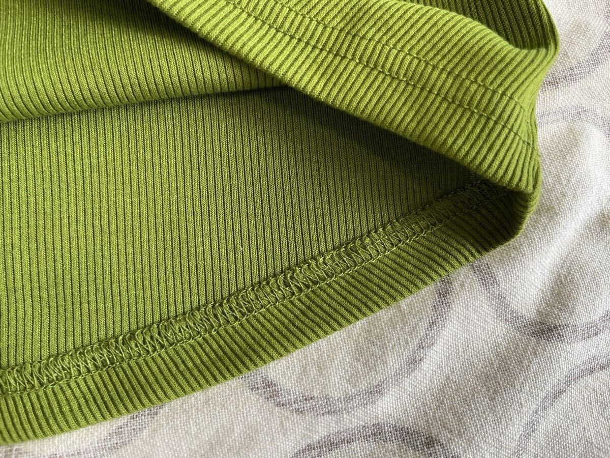 GU シンプルデザインのレディース長袖リブカットソーXL ライトグリーン_画像6