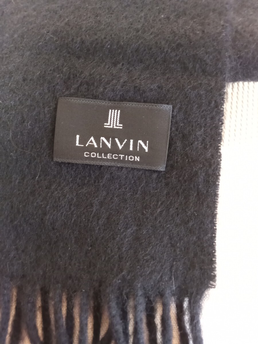 (4592)　LANVIN　カシミヤ100%　マフラー　黒_画像2