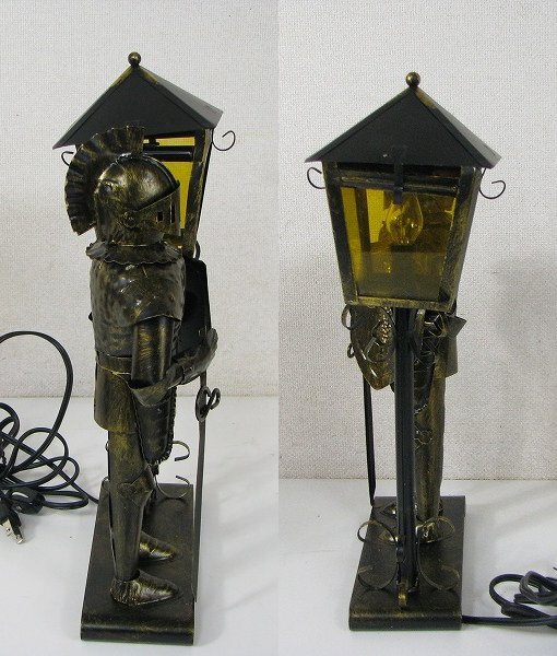  жестяная пластина рыцарь лампа стол лампа свет под старину украшение интерьер 