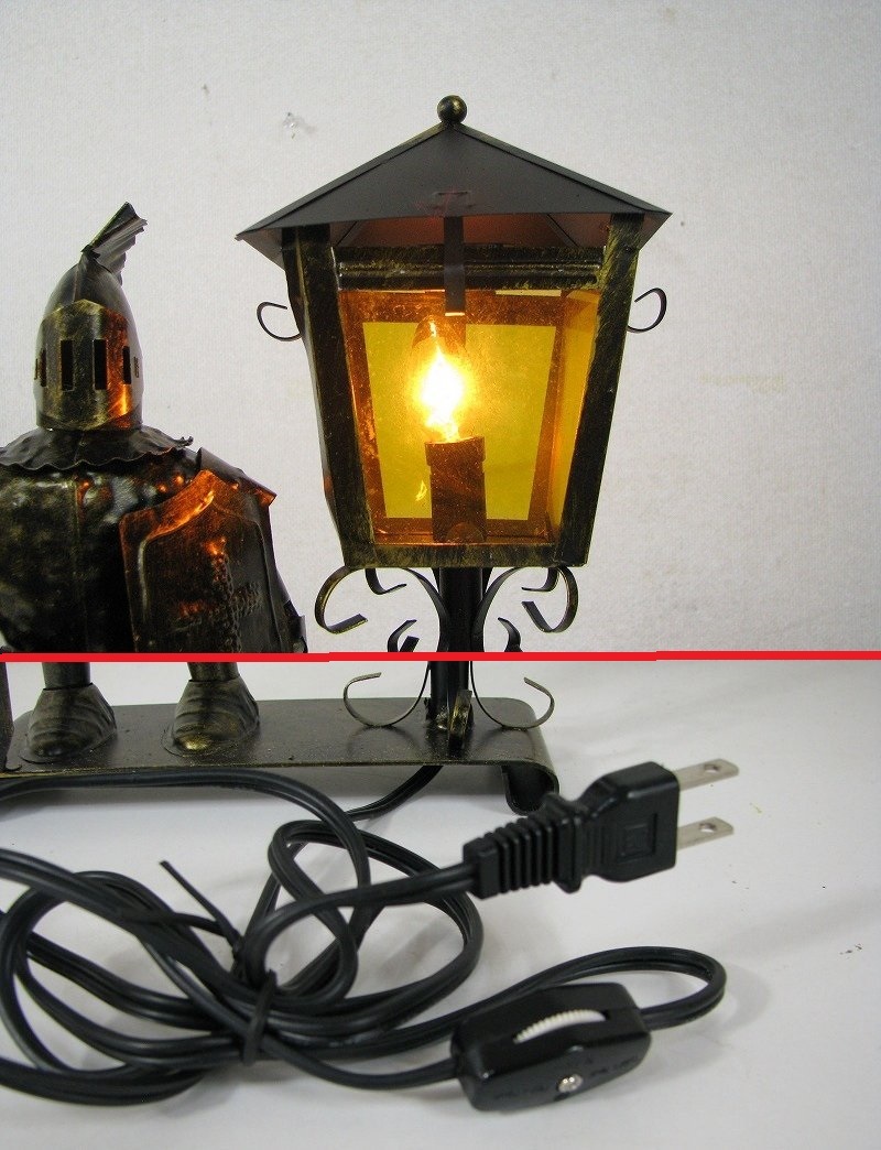  жестяная пластина рыцарь лампа стол лампа свет под старину украшение интерьер 