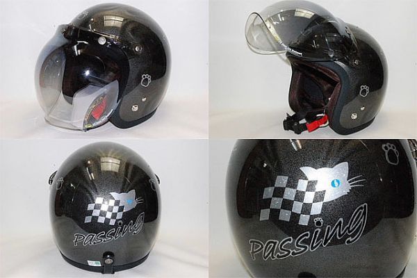 passing кошка Chan шлем защита имеется (3D металлик серебряный )XL60~62.