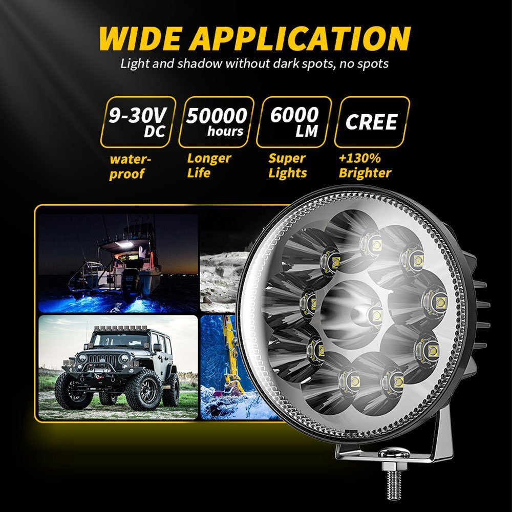 新発売!! LED ワークライト 30W 4インチ 作業灯 ホワイト 6500K CREEチップ搭載 12V/24V兼用 ジープ ジムニー SUV ボート 工事現場 2個_画像2