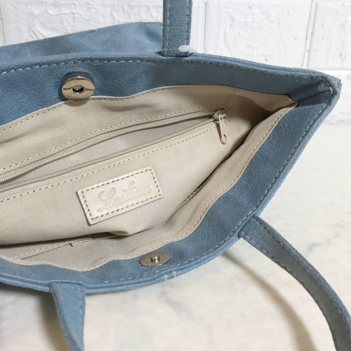 no36807 Leilian レリアン スウェード調 ハンド トート バッグ_画像8