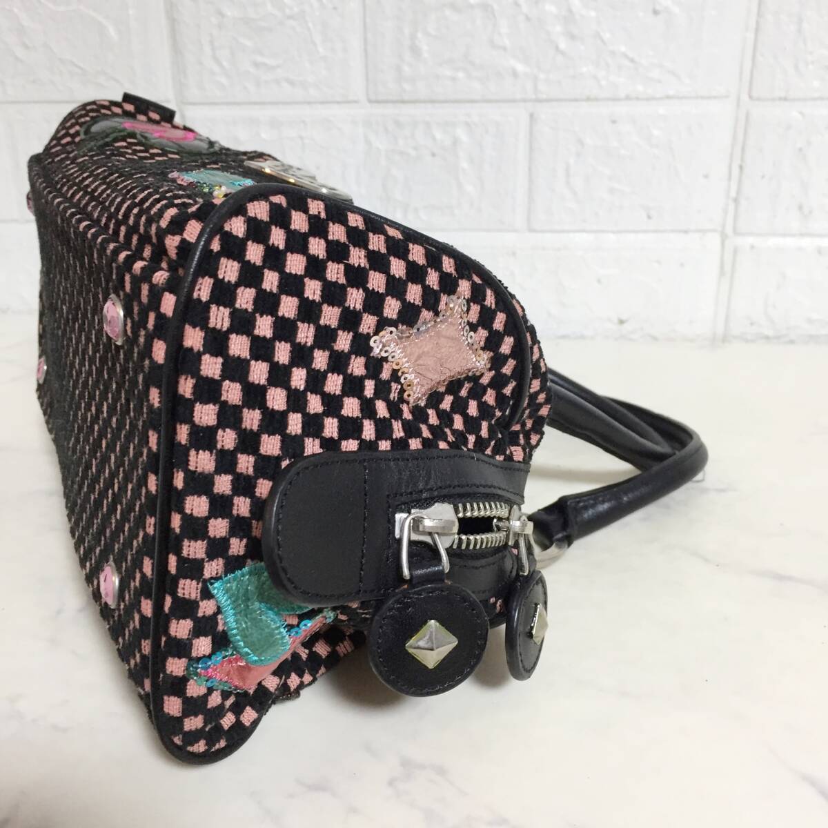 no38318 Think Bee! シンクビー！ エナメル キャンバス ハンド トート バッグ_画像5