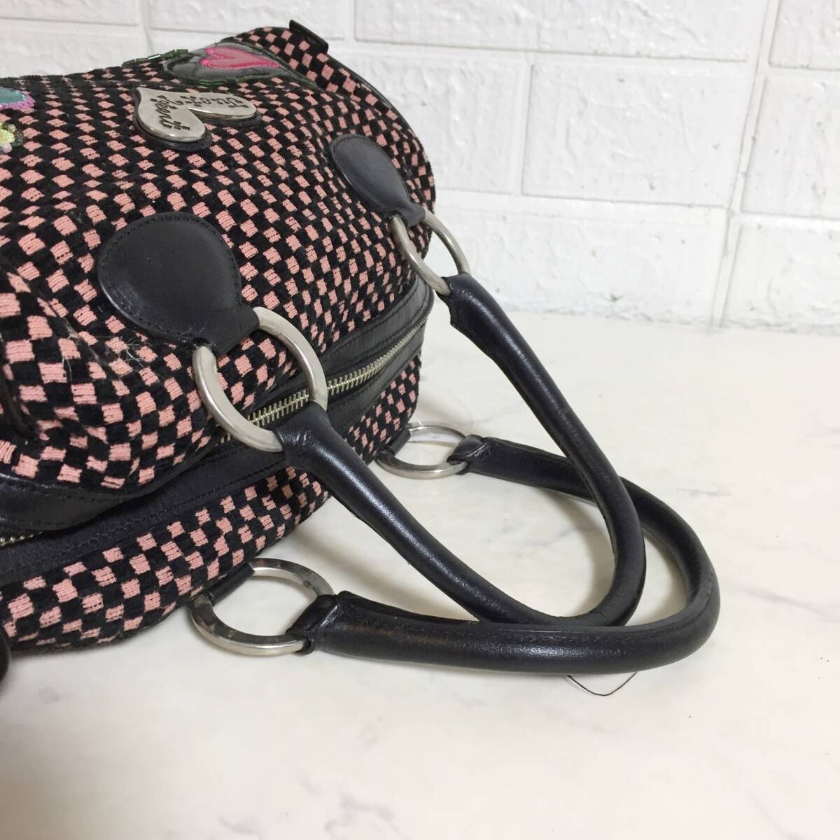 no38318 Think Bee! シンクビー！ エナメル キャンバス ハンド トート バッグ_画像6