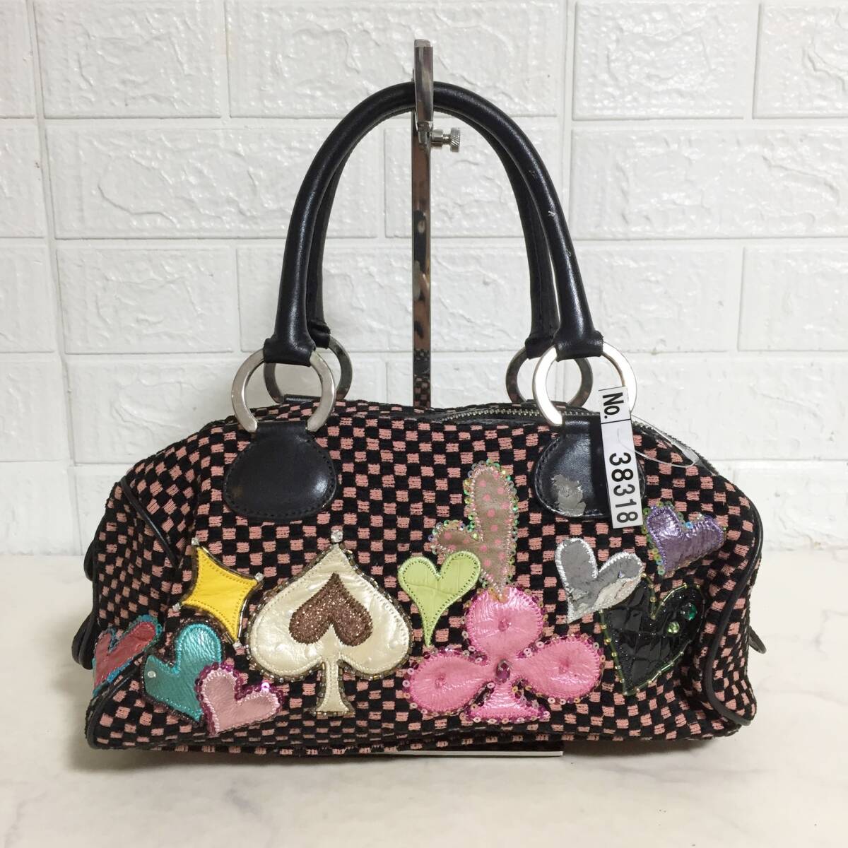 no38318 Think Bee! シンクビー！ エナメル キャンバス ハンド トート バッグ_画像2