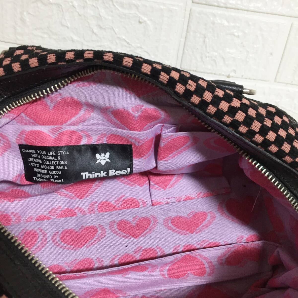 no38318 Think Bee! シンクビー！ エナメル キャンバス ハンド トート バッグ_画像8