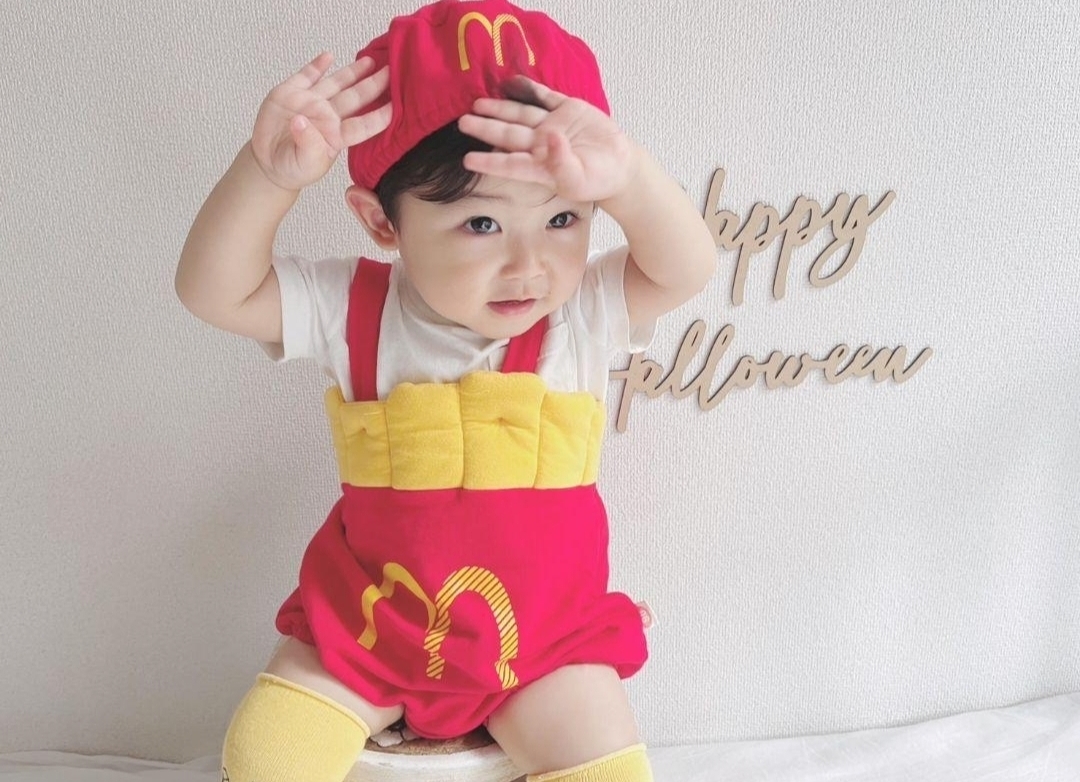 3點(diǎn) なりきり ポテト ロンパース ハロウィン コスプレ 子供 マック キッズ マクドナルド 70 80 90 100