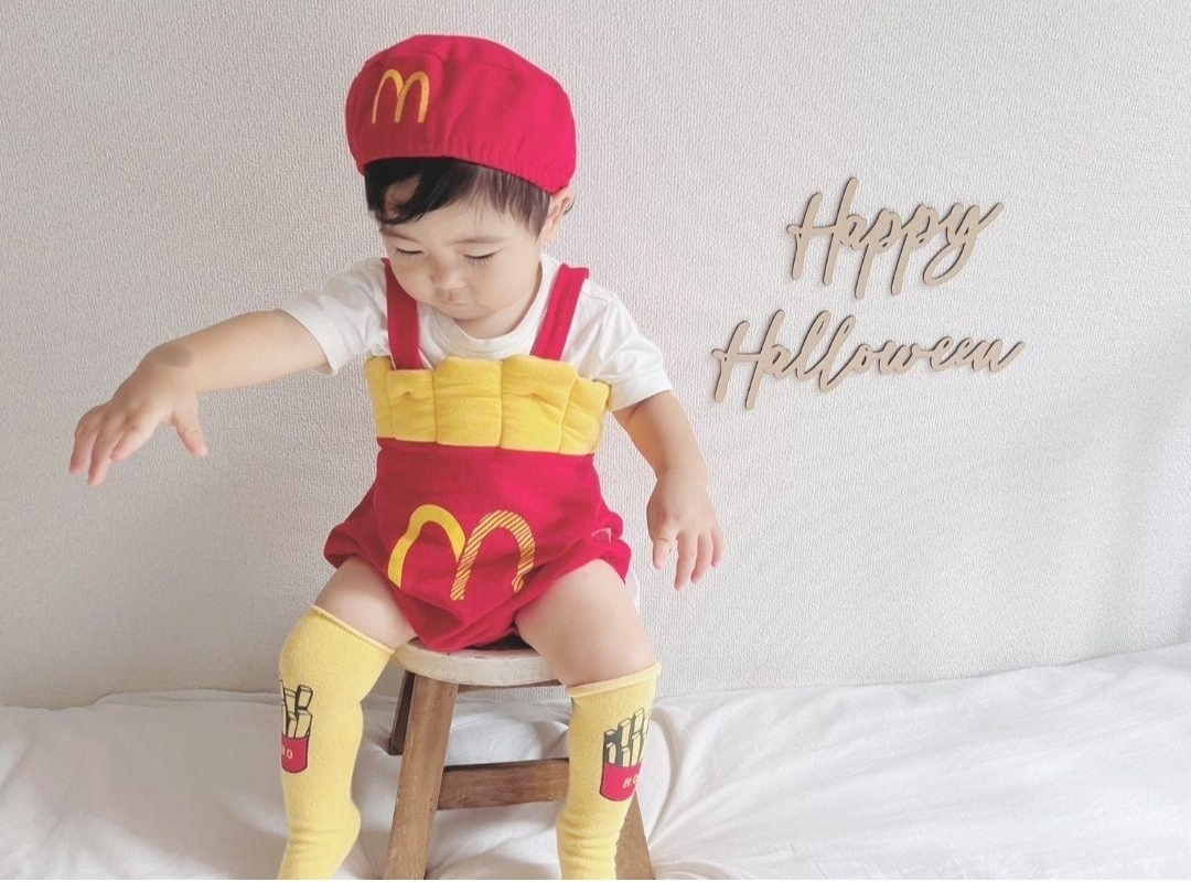 3點(diǎn) なりきり ポテト ロンパース ハロウィン コスプレ 子供 マック キッズ マクドナルド 70 80 90 100