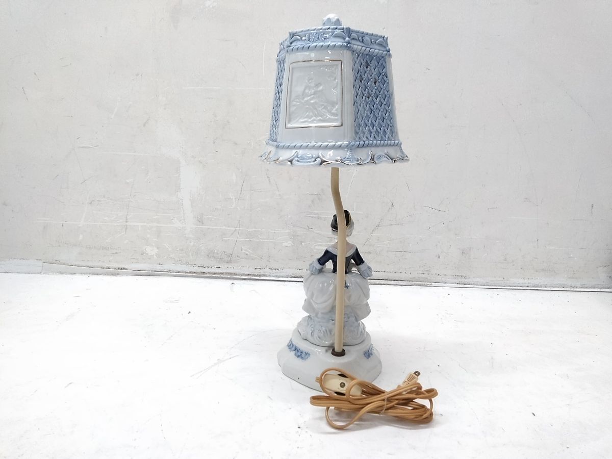 ●動作品 Demain ドマン 洋風アンティーク調 卓上ランプ 陶器人形 インテリア 高さ43.5㎝ ナイトスタンド インテリア 1007-317B 〒@100●_画像3