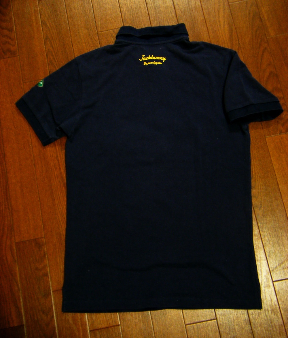 伸縮〇パーリーゲイツ JB シャツ 5 (L) 薄手 ロゴ多数 ネイビー_画像3