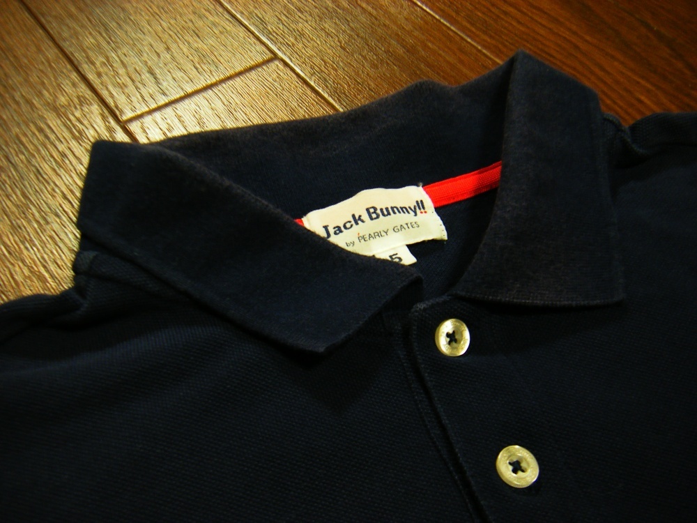 伸縮〇パーリーゲイツ JB シャツ 5 (L) 薄手 ロゴ多数 ネイビー_画像4