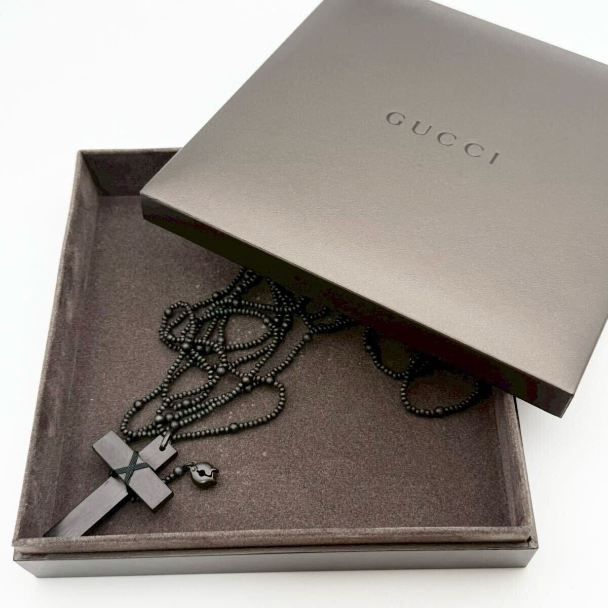 [ супер редкий * не использовался хранение товар * с ящиком ]GUCCI Gucci колье Rosario Tom Ford период 2002FW Cross 10 знак . архив Y2K бахрома длинный 
