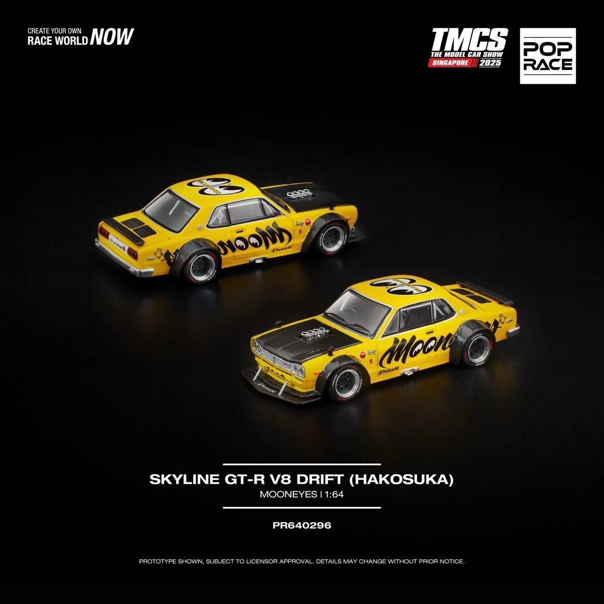 シンガポール限定 TCMS POPRACE 1/64 スカイライン GT-R V8 ドリフト ハコスカ KPGC10 MOONEYES POP RACE ポップレース _画像3