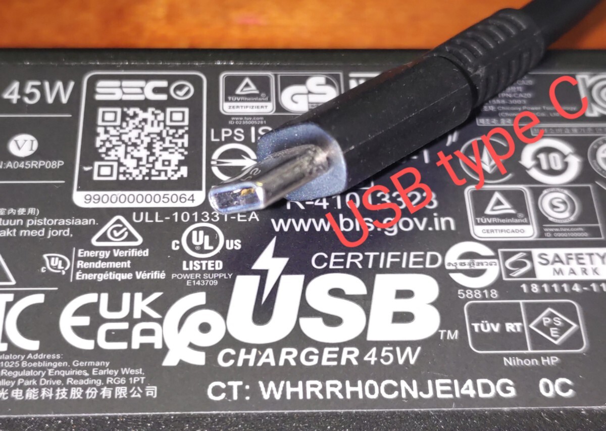 ACアダプタ USB Type-C型 15V-3.0A 45W　HP純正　：国内発送 ネコポスor クリックポスト_画像1