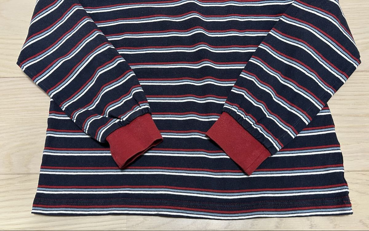☆GU☆ボーダークルーネック長袖Tシャツ130サイズ ネイビー 紺色 レッド 赤 キッズ 子供服 トップス ジーユー 男女兼用 カットソー ロンT_画像3