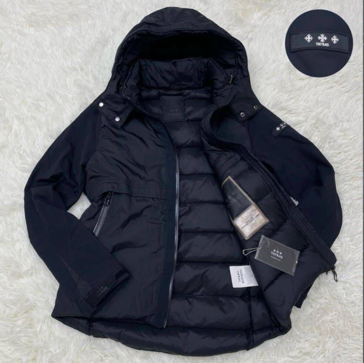 タトラス TATRAS ギブリ GHIBLI ダウンジャケット コンビ ハイブリッド フード 異素材切替 ナイロン ブラック 黒 01 メンズ MTAT20A4666-D_画像1