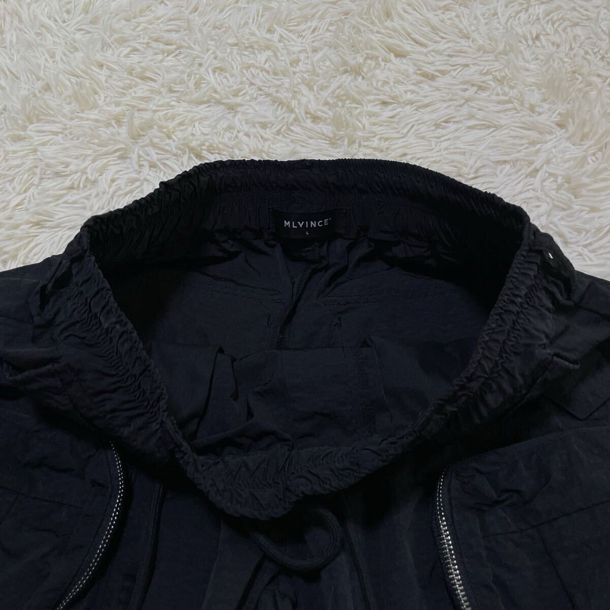 【希少】 メルヴィンス MLVINCE タクティカル カーゴパンツ Y2Ｋ TACTICAL NYLON CARGO PANTS ポケット ジップ ナイロン ブラック L メンズ_画像4