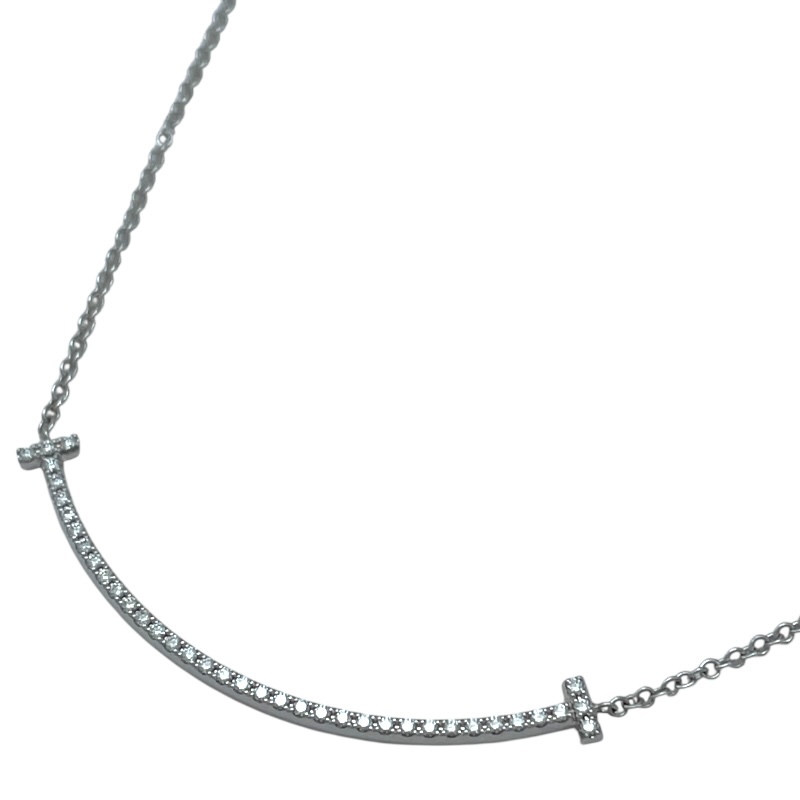 Tiffany TIFFANY&CO T Smile колье маленький белое золото Au750/ бриллиант ювелирные изделия б/у 