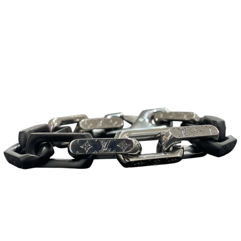 ルイ・ヴィトン LOUIS VUITTON ブレスレット・モノグラム・チェーン M00687 シルバー/ブラック メタル ブレスレット メンズ 中古_画像1