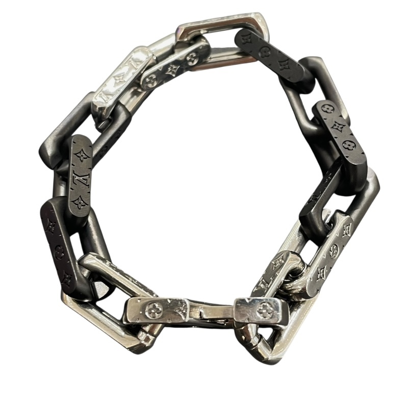 ルイ・ヴィトン LOUIS VUITTON ブレスレット・モノグラム・チェーン M00687 シルバー/ブラック メタル ブレスレット メンズ 中古_画像3