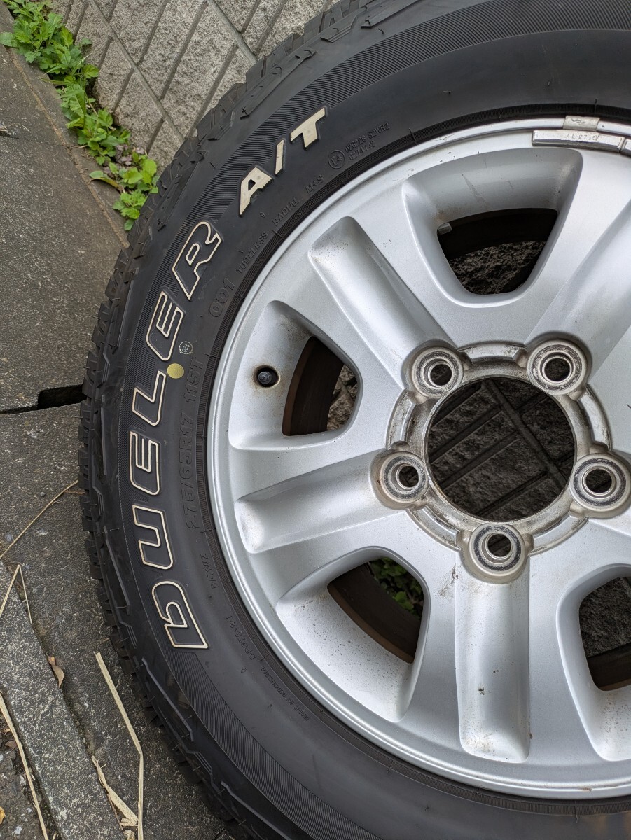 ランク100中期 純正アルミホイール 17インチ　2023年製　ブリヂストン DUELER 275/65R17 残溝8部山位_画像5