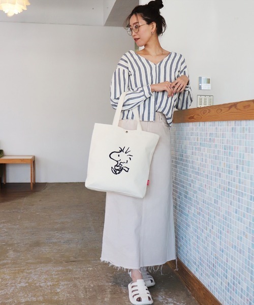 新品★ピーナッツ スヌーピー 帆布 キャンバストートバッグ 【ウッドストック】_画像2