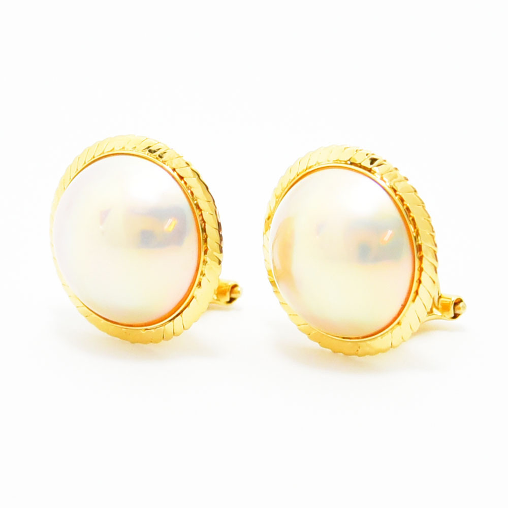 マベパール イヤリング 真珠 K18 新品磨き仕上げ 中古_画像3