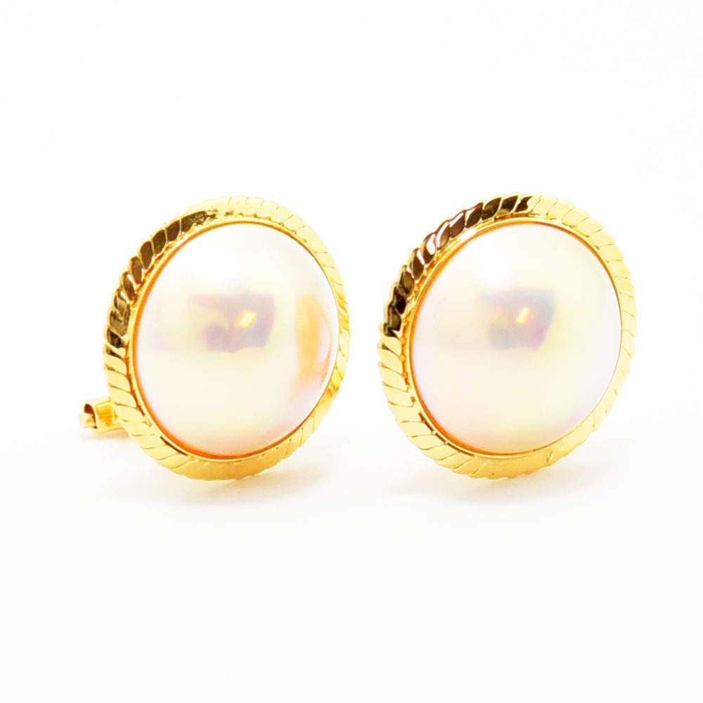 マベパール イヤリング 真珠 K18 新品磨き仕上げ 中古_画像4