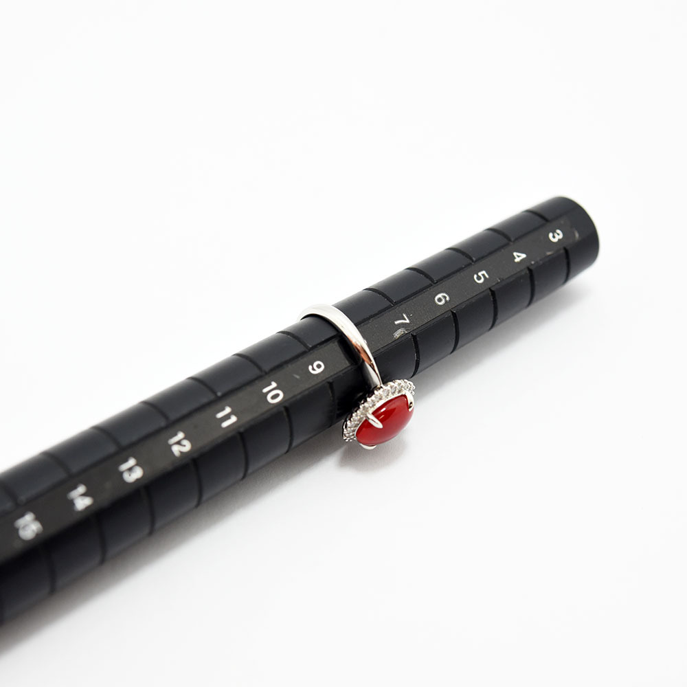 赤珊瑚 2.544 ダイヤモンド 0.17 リング サンゴ コーラル PT950 約8号 新品磨き仕上げ 中古_画像9