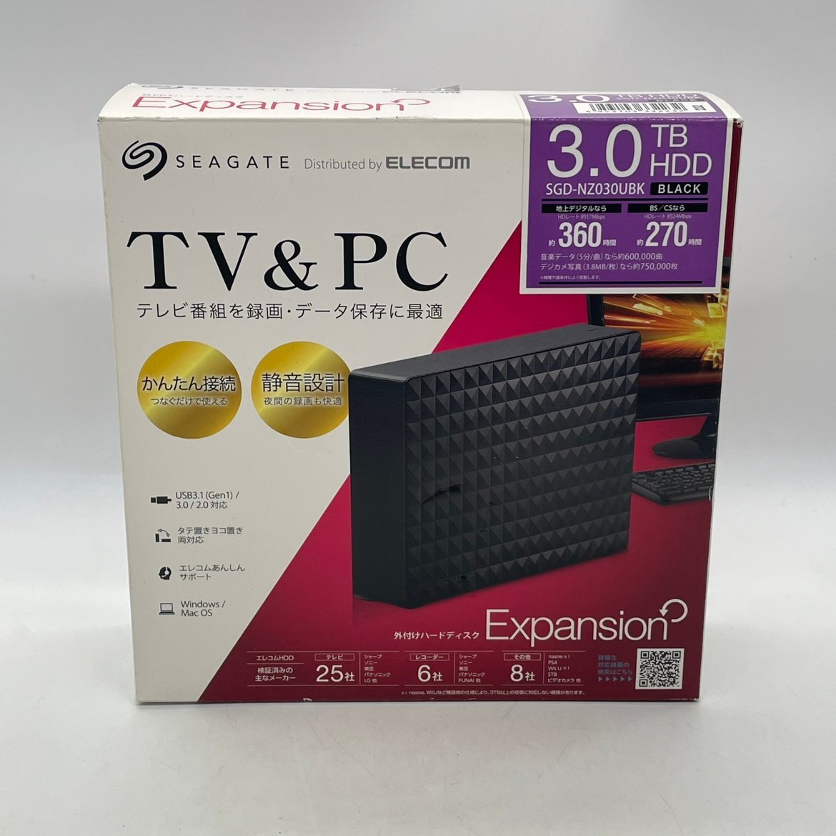 [80]500 иен ~ Elecom Seagate производства установленный снаружи жесткий диск Expansion SGD-NZ030UBK утиль номер образца неизвестен текущее состояние товар 500 иен из распродажа 