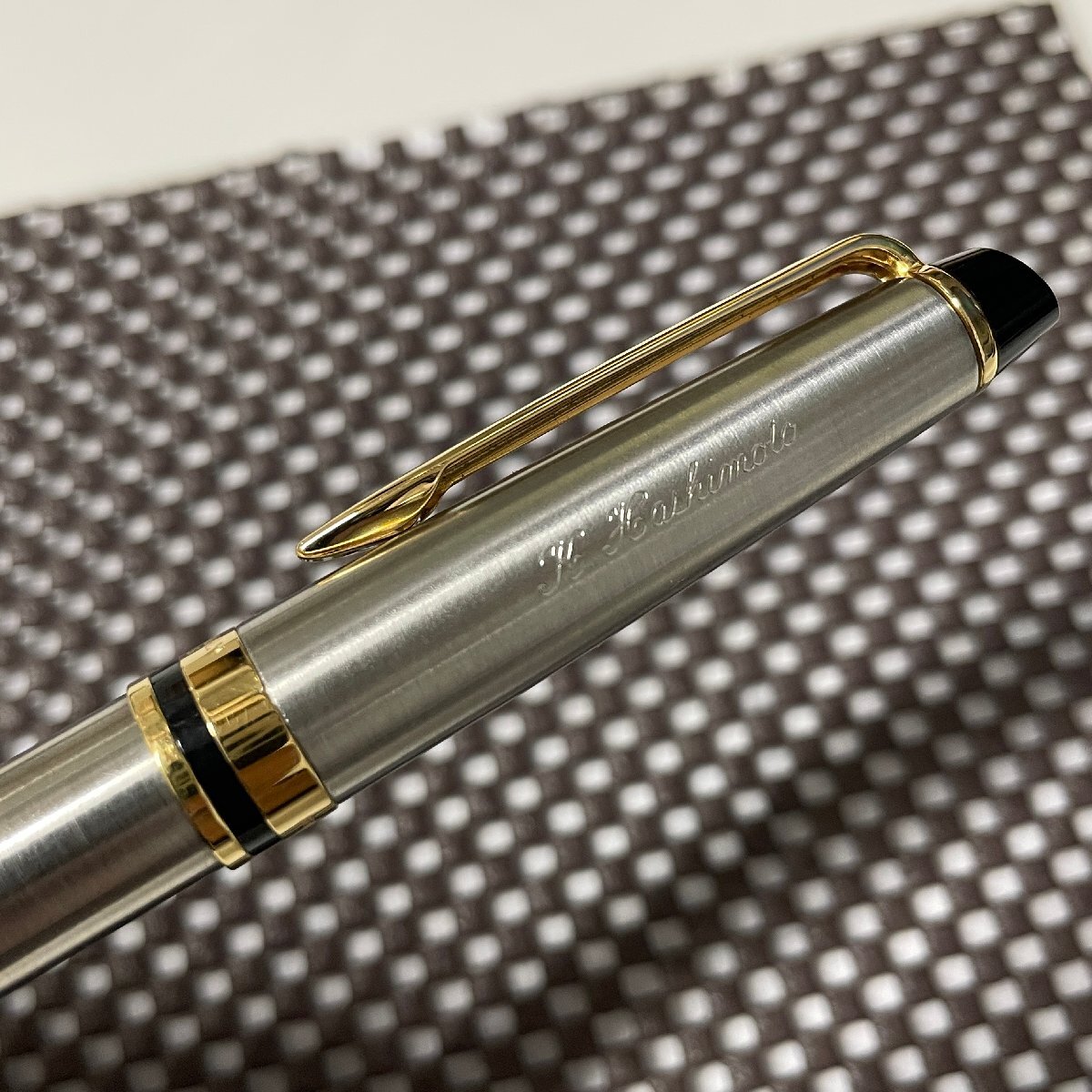 【41】WATERMAN ウォーターマン エキスパートエッセンシャル ボールペン 名入り メタリックGT 中古 筆記用具 ペン 中古_画像2