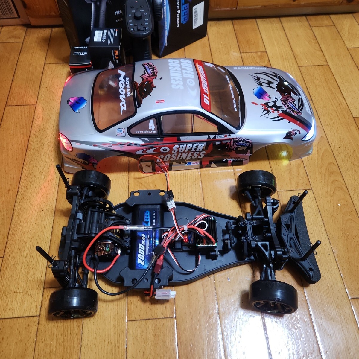 動画あり 即決《送料無料》 激安 YD-2 フルセット 電飾　シルビア ボディ ヨコモ TT02 サクラ RWD ラジコン ドリパケ tt01 RD1.0 ドリフト_画像8