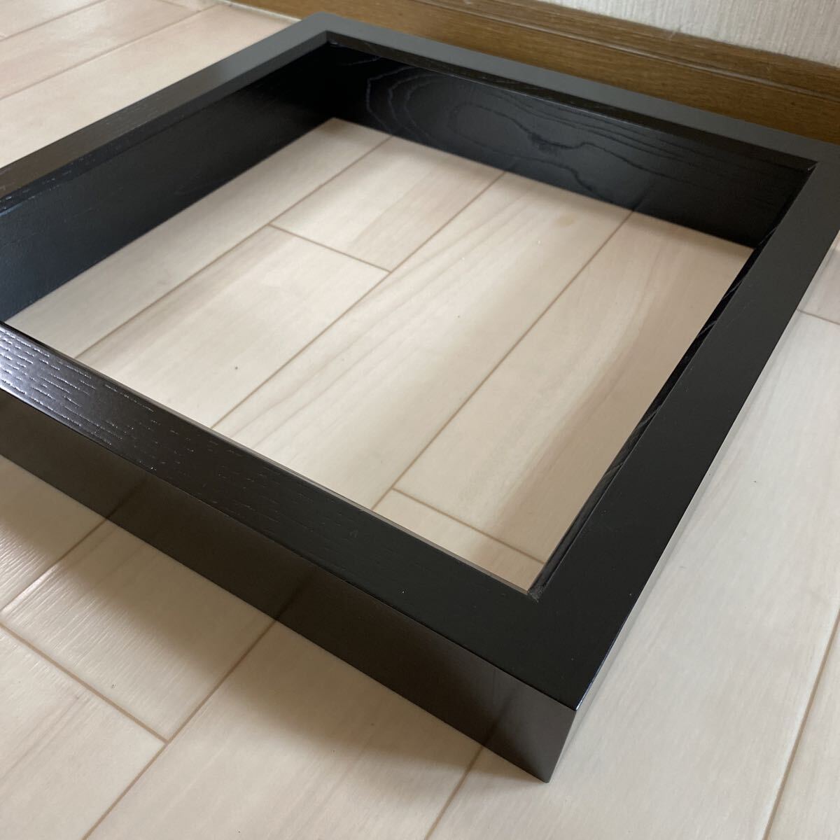 Y10 炉縁 茶道具 茶器 木製 約42.5×42.5×h7_画像3