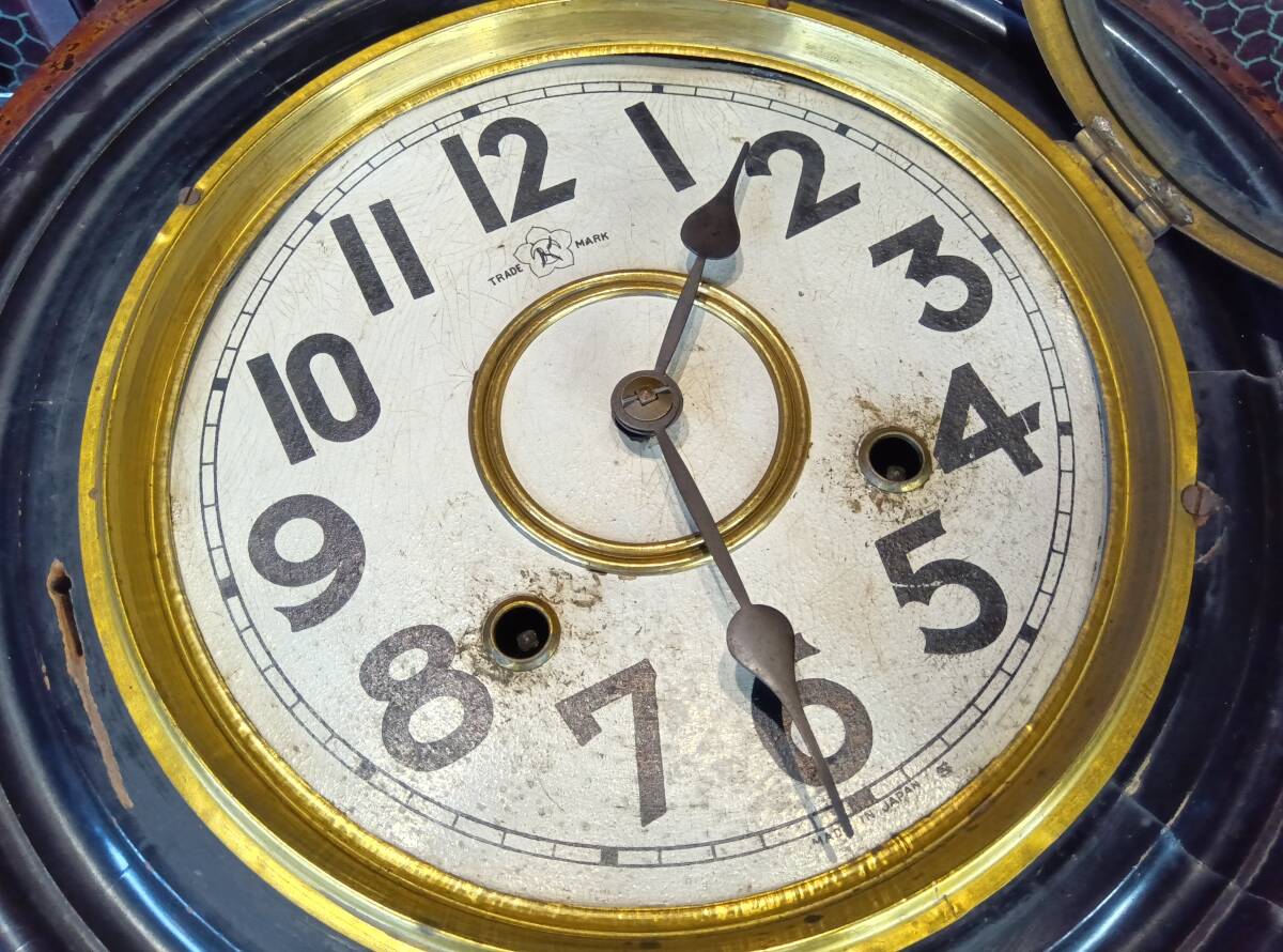 K08-1013　アンティーク 古時計 掛時計 振り子時計 ゼンマイ式 林時計製 明治44年 動作品_画像6