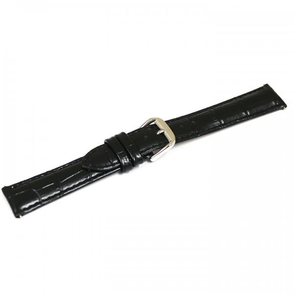 腕時計 ベルト 20mm レザー クロコダイル型押し ブラック バネ棒付き バンド L1 交換 革 牛革_画像2