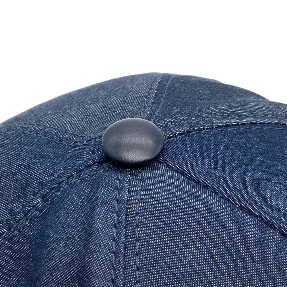 フェラガモ Ferragamo ガンチーニ レザーパッチ キャップ コットン ネイビー フリーサイズ_画像8