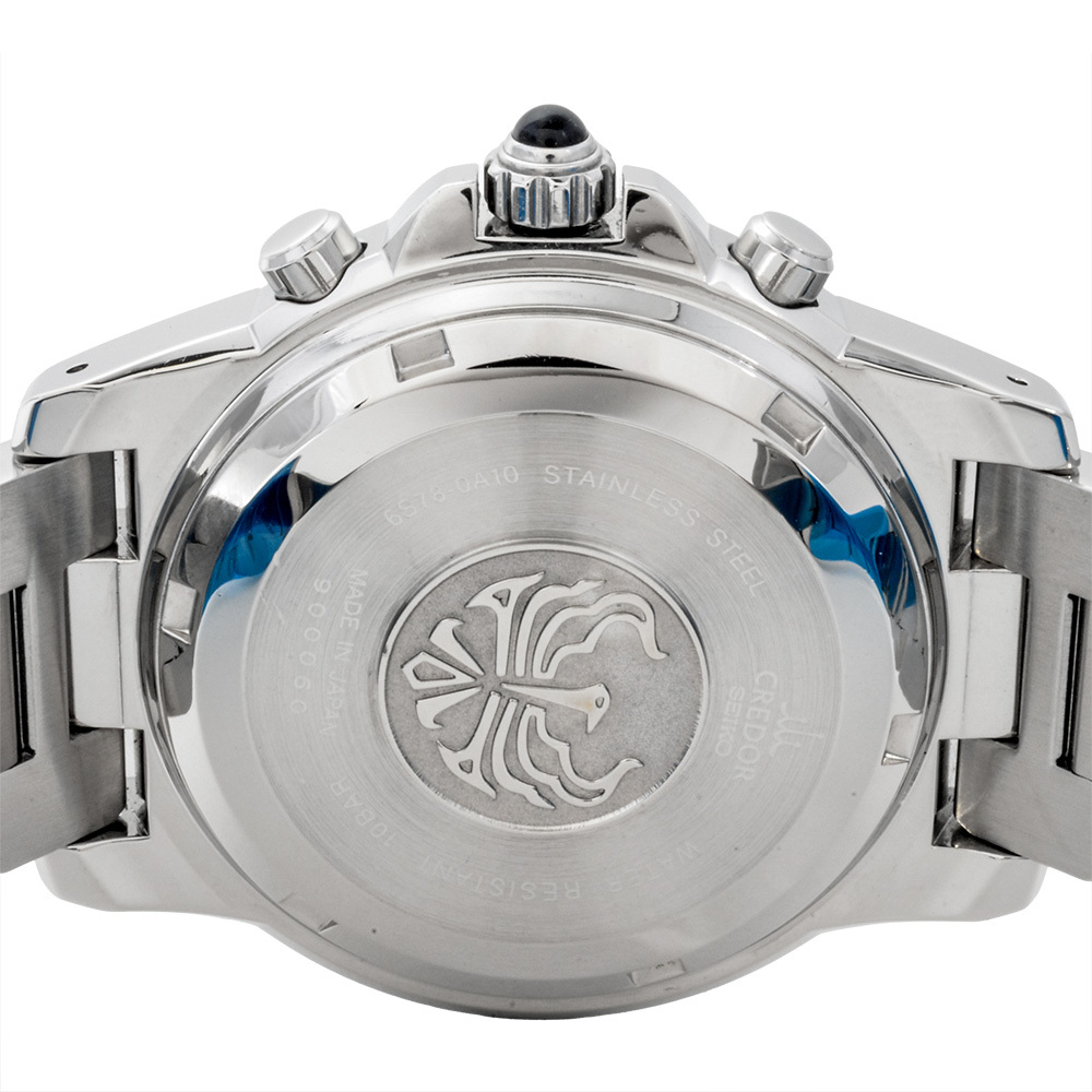 セイコー SEIKO 6S78-0A10 クレドール フェニックス クロノグラフ 腕時計 自動巻 ネイビー文字盤 メンズ_画像4
