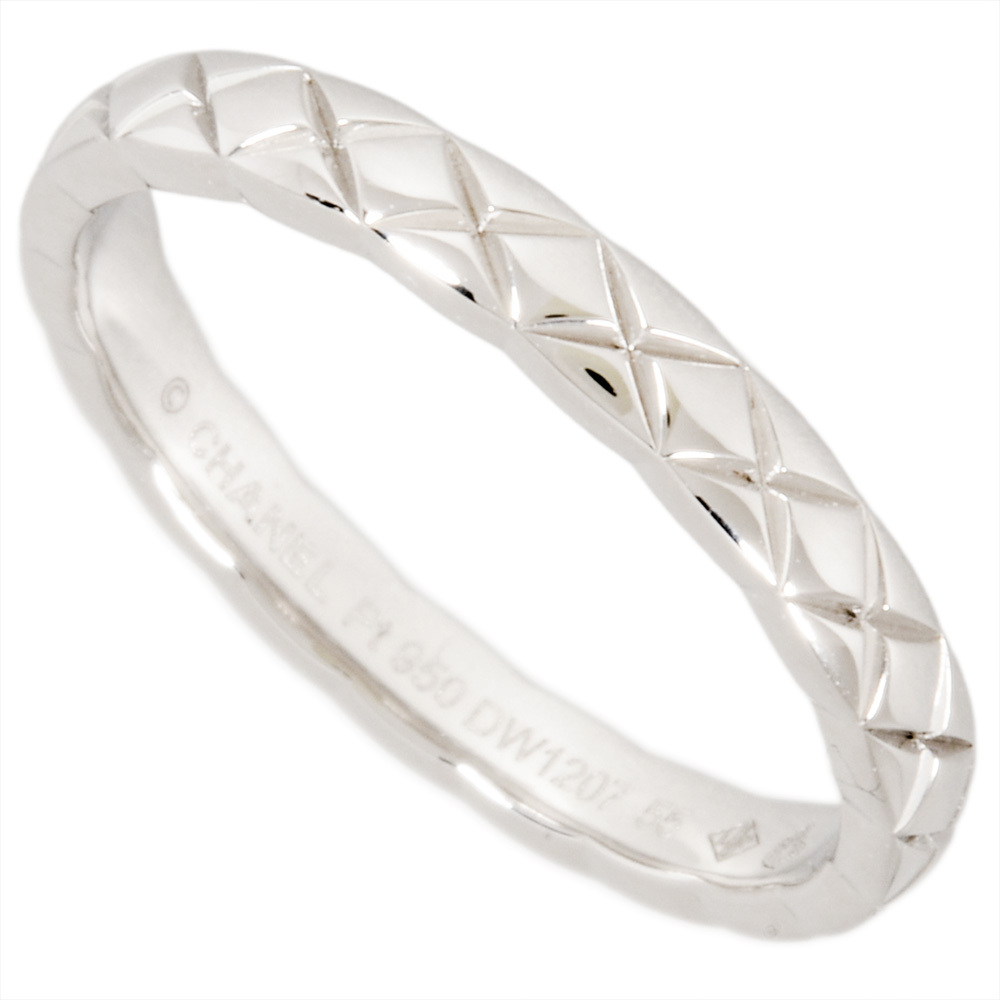 シャネル CHANEL ココクラッシュ マリッジ リング 指輪 #55 J11117 Pt950 4.6g プラチナ 2.8mm スモール ユニセックス_画像1