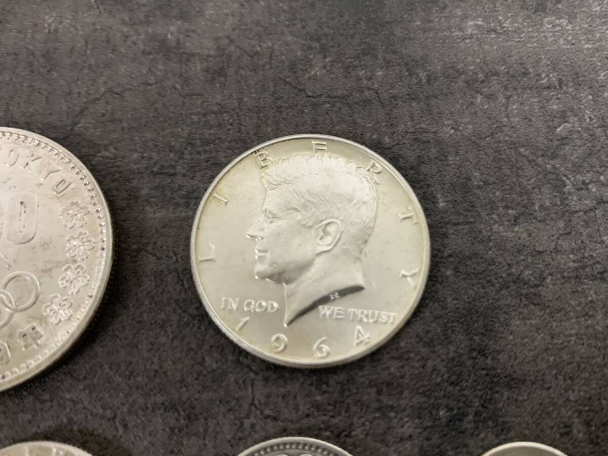 【1007y A3676】 コイン 銀貨まとめ売り 総重量約52g 東京オリンピック ケネディハーフダラー ワシントン25セント 1ダイム 鳳凰100円_画像3