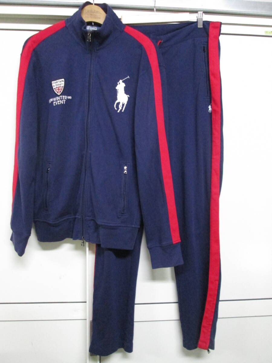【1031h O19966】 Polo by RALPH LAUREN ポロ ラルフローレン メンズ 上下セット セットアップ サイズL ネイビー 古着_画像1