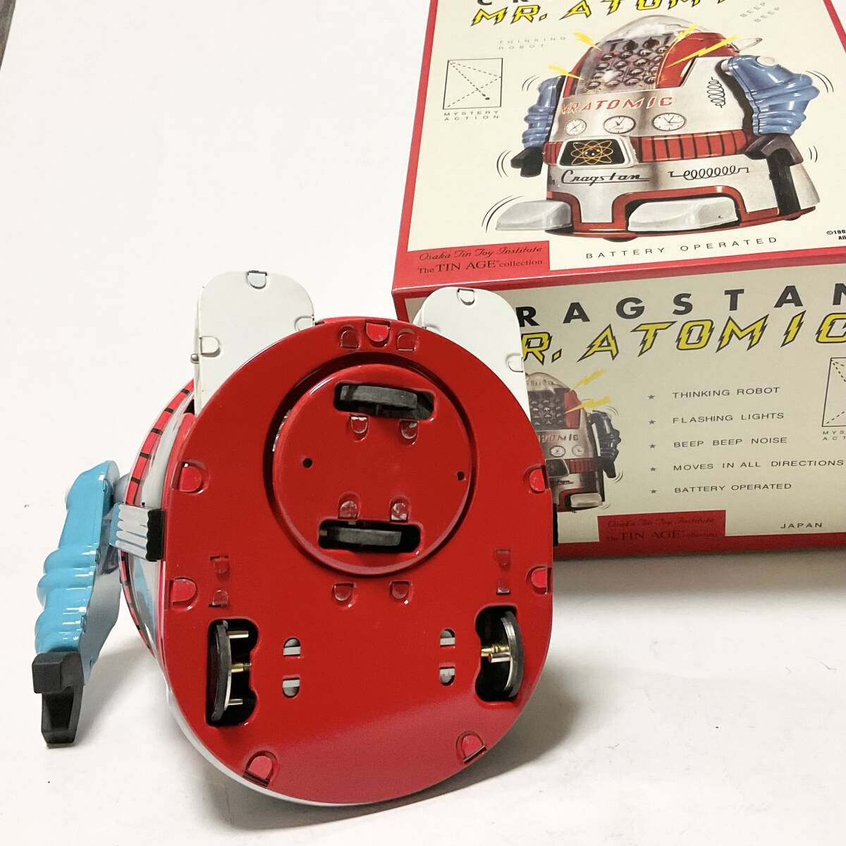 ミスターアトミック シルバー版 1950年代 ヨネザワ 電動走行 復刻版 大阪ブリキ製 ミステリーアクション 未使用 ブリキ玩具 ビンテージ _画像10